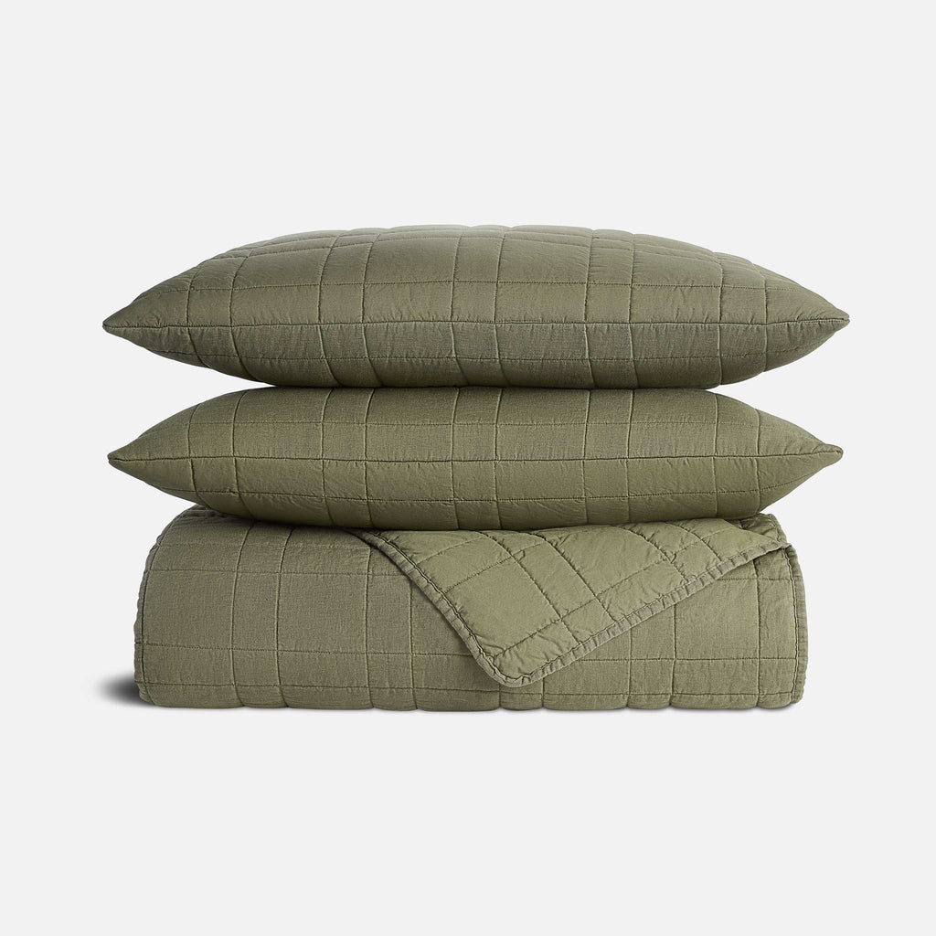 Washed European Linen Quilt Set