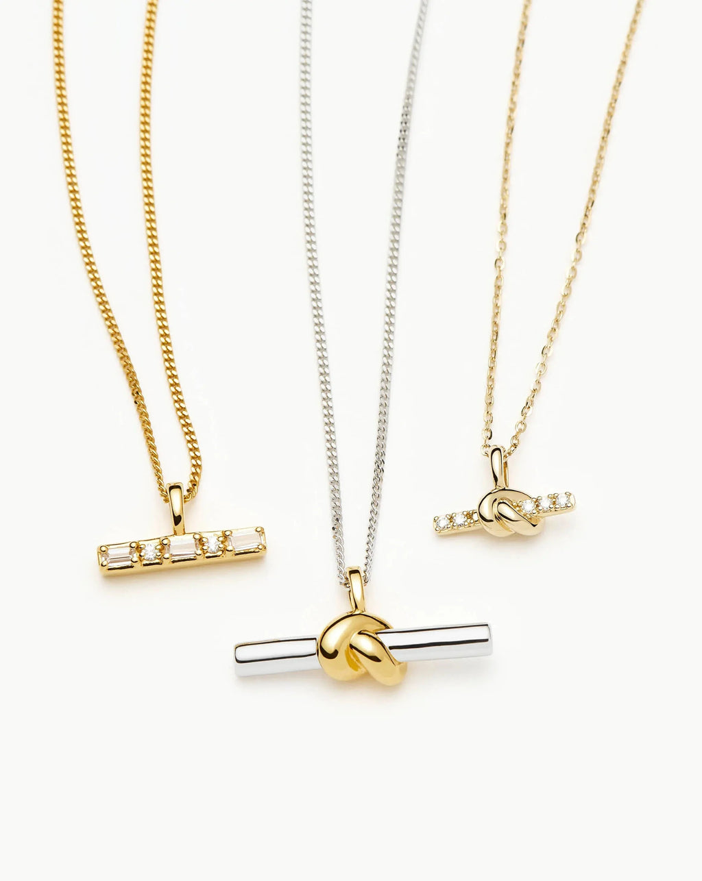 Lucy Williams Solid Gold Diamond T-Bar Pendant Necklace | 14ct Solid Gold/Lab Grown Diamond