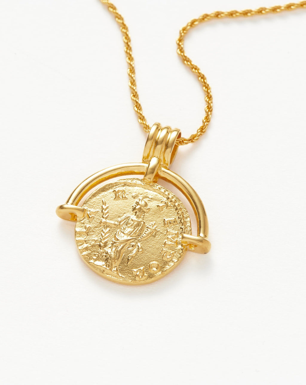 Lucy Williams Engravable Roman Arc Coin Necklace | 18ct Gold Plated