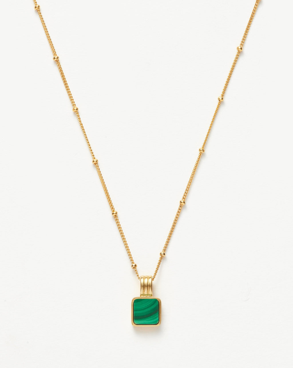 Lucy Williams Square Malachite Necklace | 18ct Gold Vermeil/Malachite