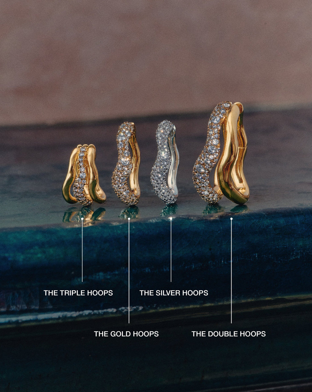 Molten Snow Small Hoop Earrings | 18ct Gold Vermeil/Cubic Zirconia